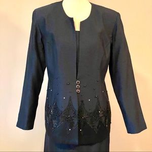 R&M Richards Embellished Skirt Suit